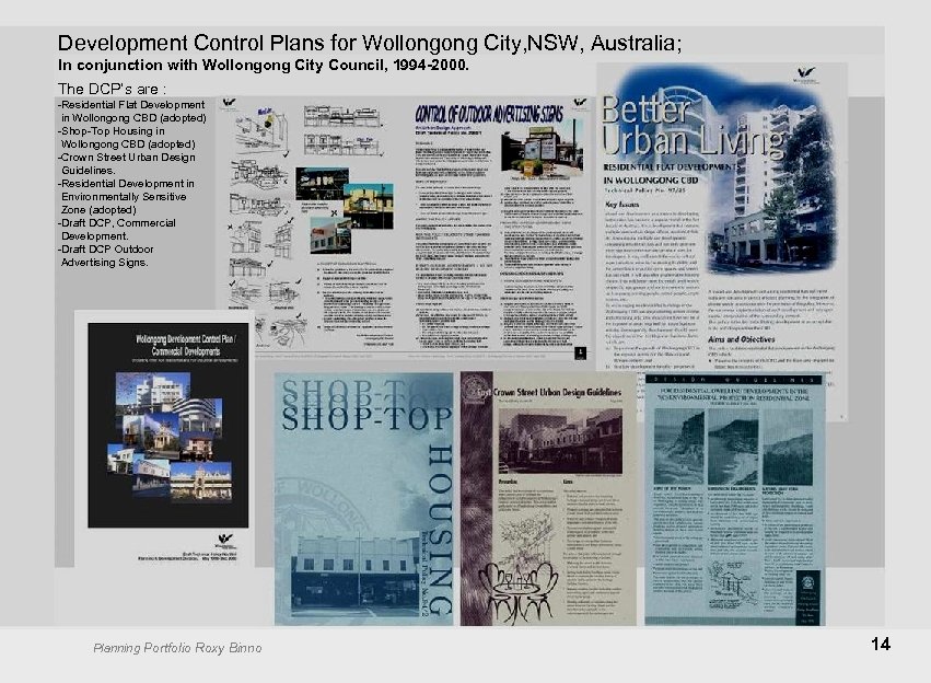 Development Control Plans for Wollongong City, NSW, Australia; In conjunction with Wollongong City Council,
