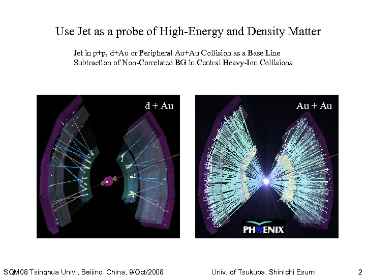 Use Jet as a probe of High-Energy and Density Matter Jet in p+p, d+Au