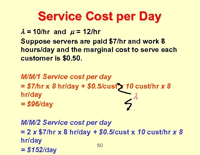 Service Cost per Day = 10/hr and = 12/hr Suppose servers are paid $7/hr