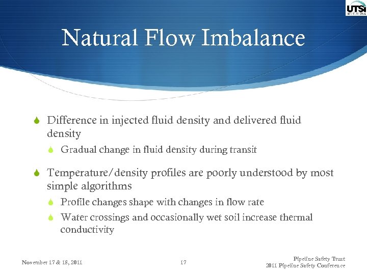 Natural Flow Imbalance S Difference in injected fluid density and delivered fluid density S