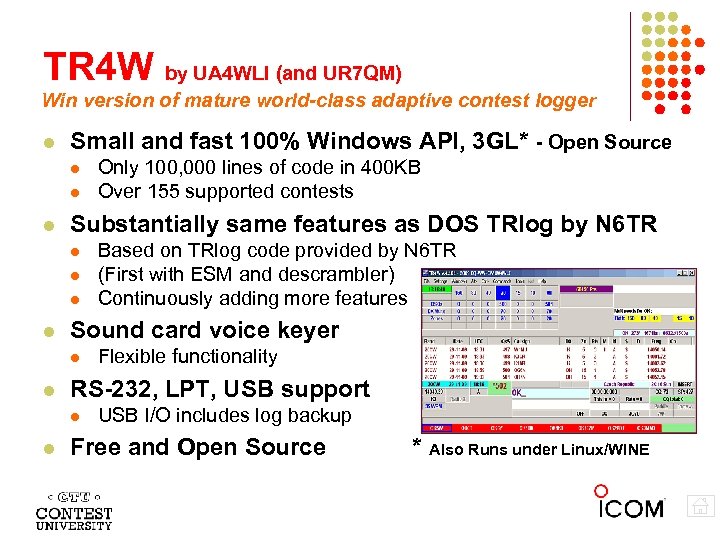 TR 4 W by UA 4 WLI (and UR 7 QM) Win version of