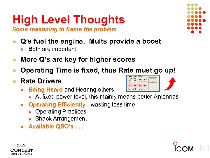 High Level Thoughts Some reasoning to frame the problem Q’s fuel the engine. Mults