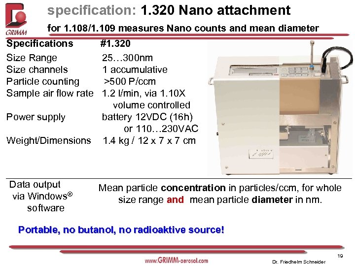 specification: 1. 320 Nano attachment for 1. 108/1. 109 measures Nano counts and mean