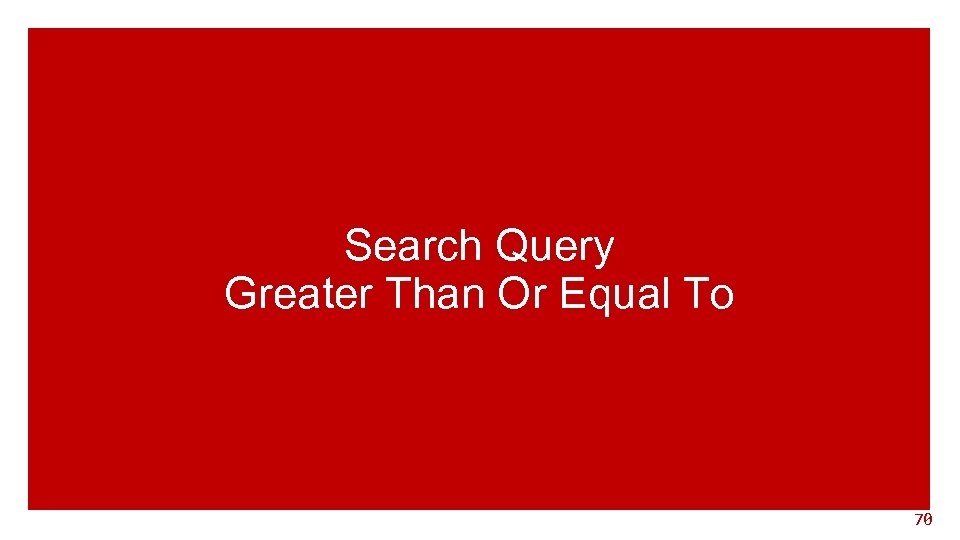 Search Query Greater Than Or Equal To 70 