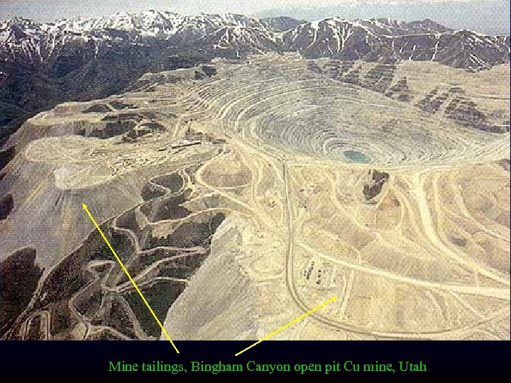 Mine tailings, Bingham Canyon open pit Cu mine, Utah 