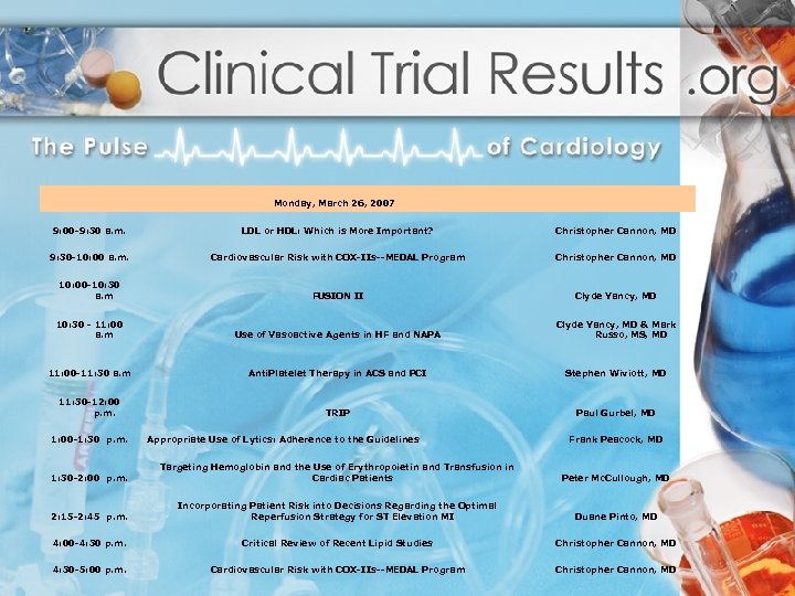  Monday, March 26, 2007 9: 00 -9: 30 a. m. LDL or HDL: