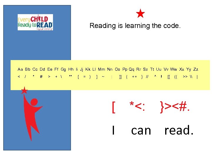F Reading is learning the code. Y I Aa Bb Cc Dd Ee Ff