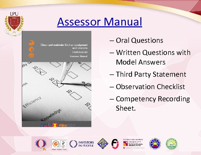 Assessor Manual – Oral Questions – Written Questions with Model Answers – Third Party