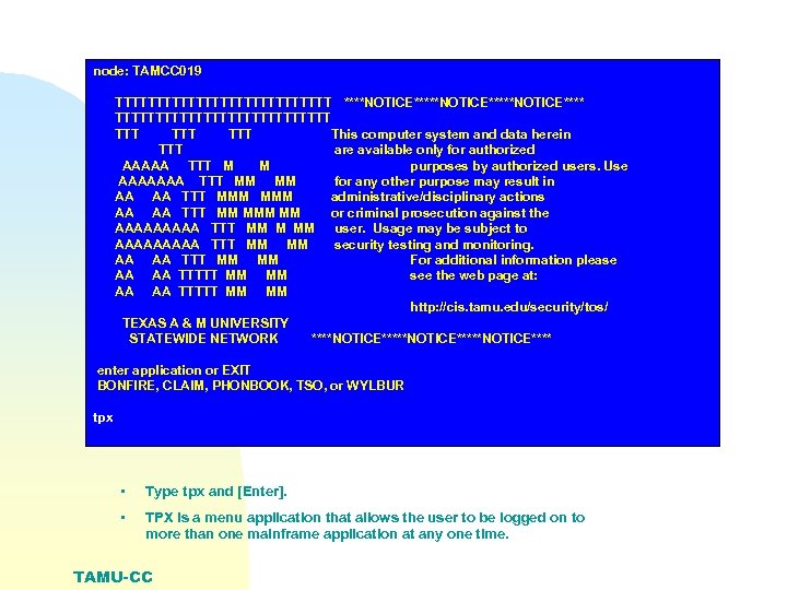 node: TAMCC 019 TTTTTTTTTTTTTT ****NOTICE*****NOTICE**** TTTTTTTTTTTTTT TTT TTT This computer system and data herein