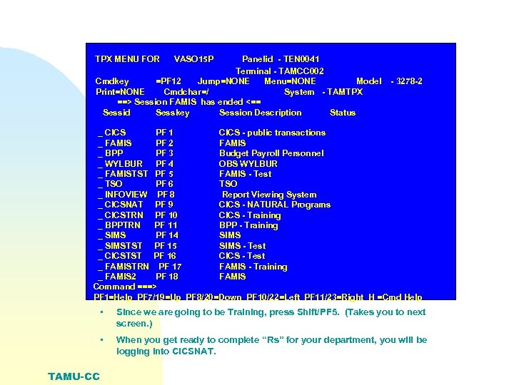 TPX MENU FOR VASO 15 P Panelid - TEN 0041 Terminal - TAMCC 002