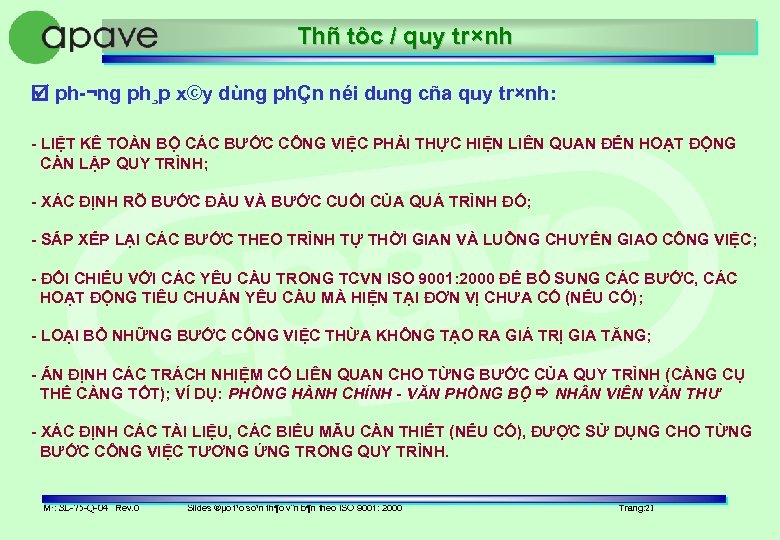 Thñ tôc / quy tr×nh ph ¬ng ph¸p x©y dùng phÇn néi dung cña