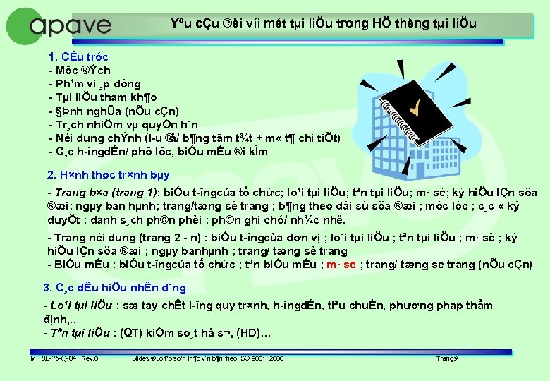 Yªu cÇu ®èi víi mét tµi liÖu trong HÖ thèng tµi liÖu 1. CÊu