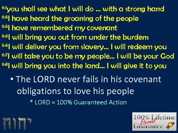 6: 1 you shall see what I will do … with a strong hand