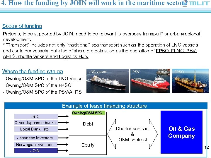 4. How the funding by JOIN will work in the maritime sector? Scope of