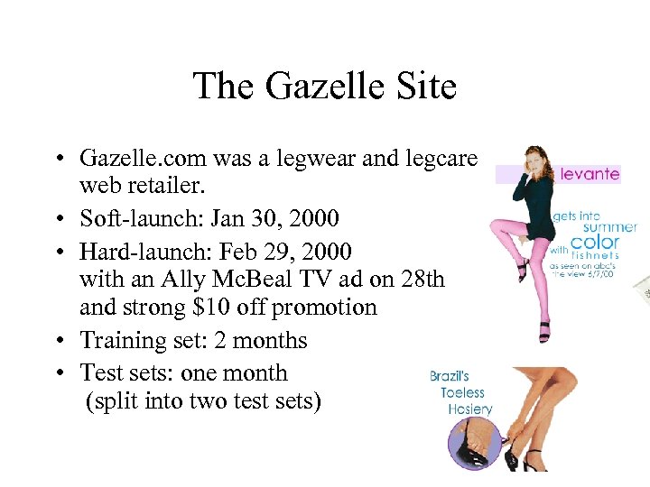 The Gazelle Site • Gazelle. com was a legwear and legcare web retailer. •