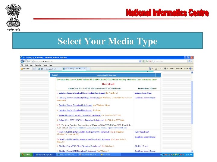 Select Your Media Type 