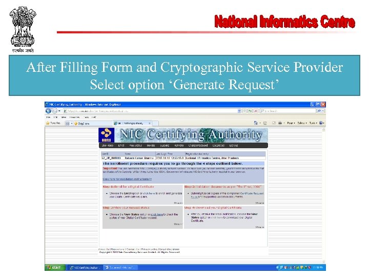 After Filling Form and Cryptographic Service Provider Select option ‘Generate Request’ 