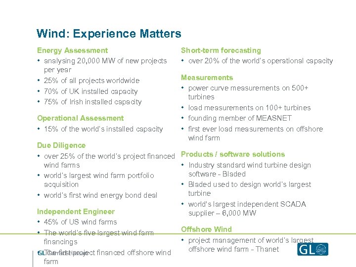 Wind: Experience Matters Energy Assessment • analysing 20, 000 MW of new projects per