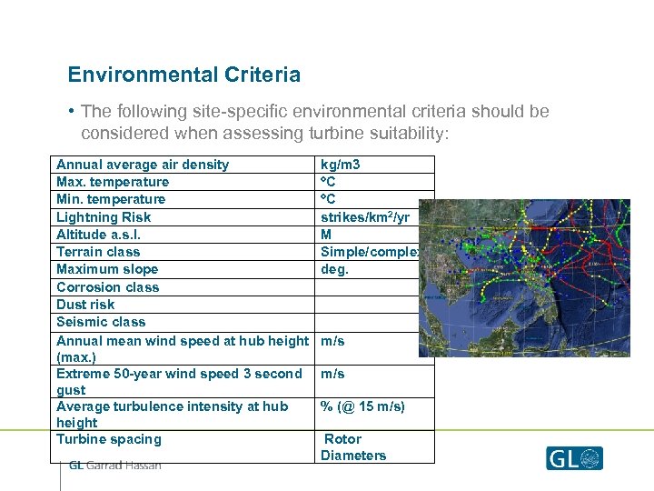 Environmental Criteria • The following site-specific environmental criteria should be considered when assessing turbine