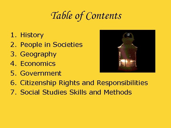 Table of Contents 1. 2. 3. 4. 5. 6. 7. History People in Societies