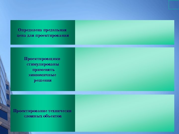Определена предельная цена для проектирования Проектировщики стимулированы применять экономичные решения Проектирование технически сложных объектов