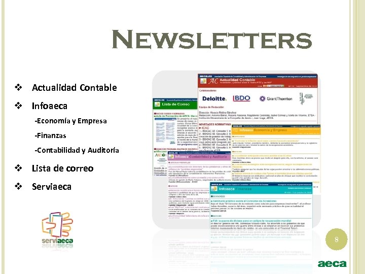 Newsletters v Actualidad Contable v Infoaeca -Economía y Empresa -Finanzas -Contabilidad y Auditoría v