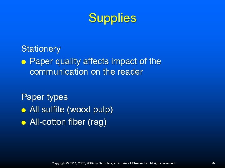 Supplies Stationery Paper quality affects impact of the communication on the reader Paper types