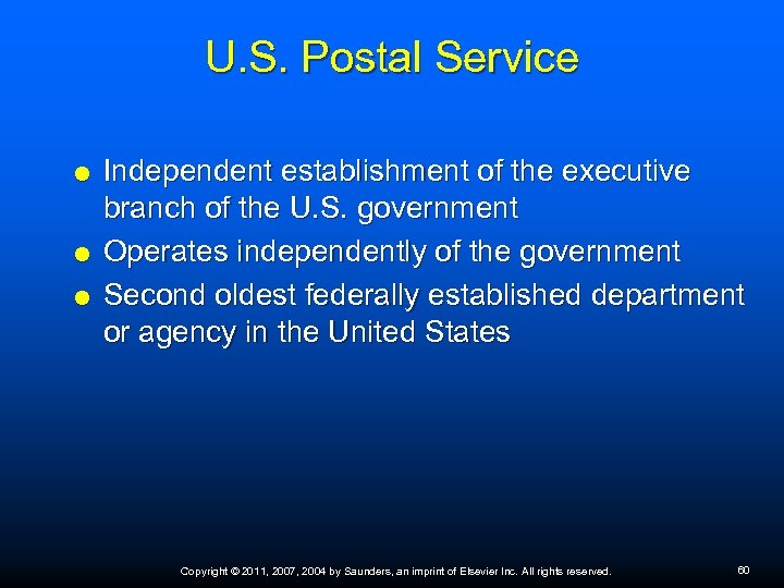 U. S. Postal Service Independent establishment of the executive branch of the U. S.