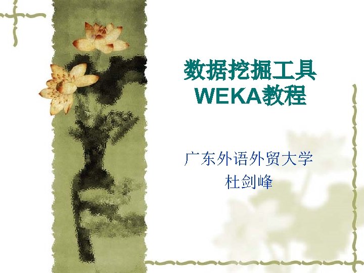 数据挖掘 具 WEKA教程 广东外语外贸大学 杜剑峰 