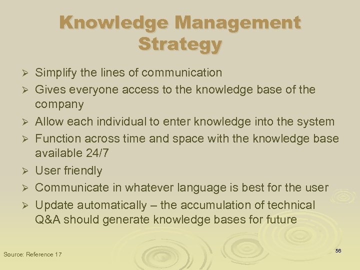 Knowledge Management Strategy Ø Ø Ø Ø Simplify the lines of communication Gives everyone