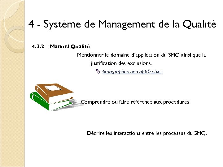 4 - Système de Management de la Qualité 4. 2. 2 – Manuel Qualité