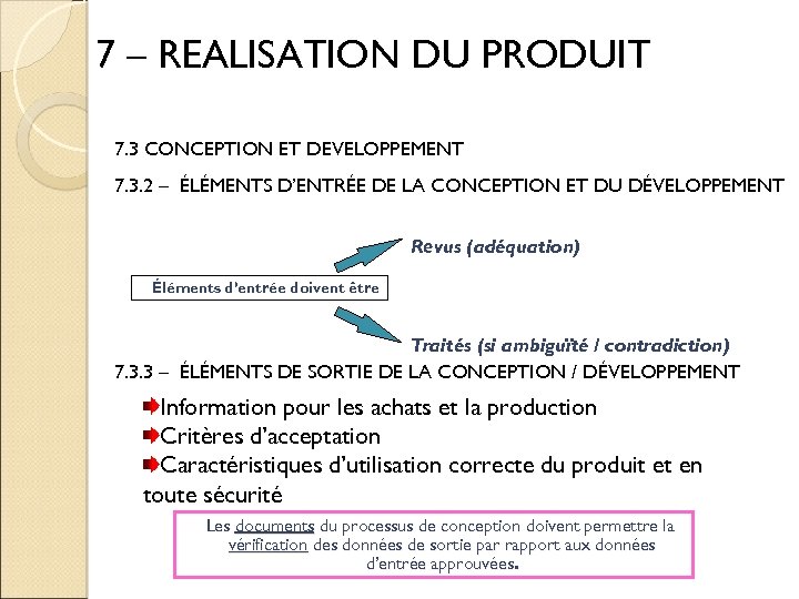 7 – REALISATION DU PRODUIT 7. 3 CONCEPTION ET DEVELOPPEMENT 7. 3. 2 –