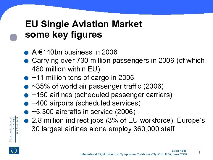  EU Single Aviation Market some key figures . . . . A €