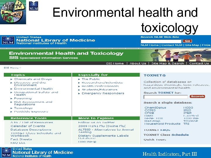 Environmental health and toxicology Health Indicators, Part III 
