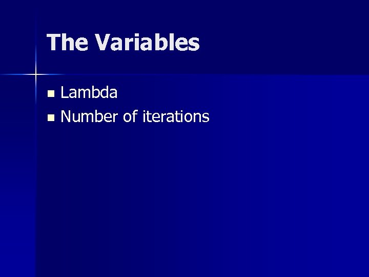 The Variables Lambda n Number of iterations n 