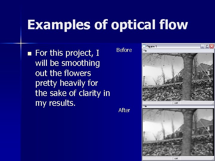 Examples of optical flow n For this project, I will be smoothing out the