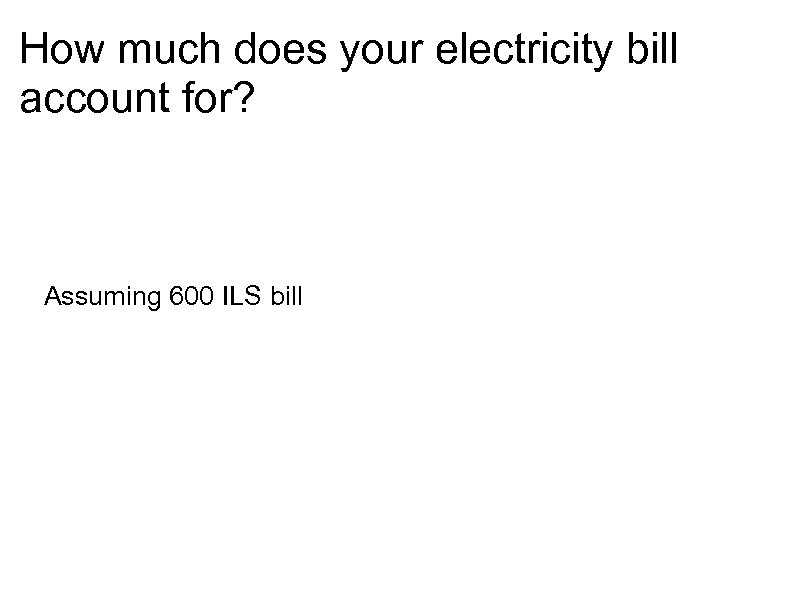 How much does your electricity bill account for? Assuming 600 ILS bill 