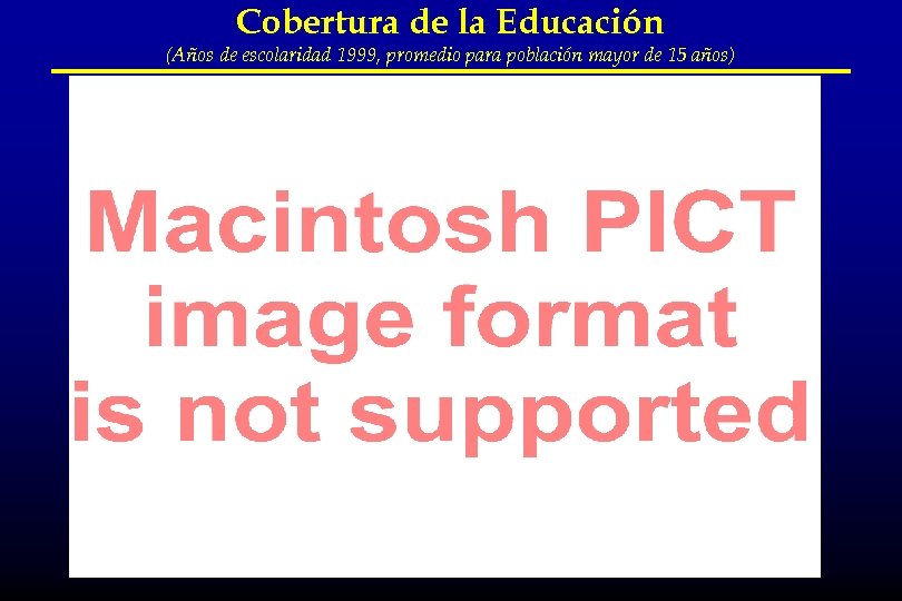 Cobertura de la Educación (Años de escolaridad 1999, promedio para población mayor de 15