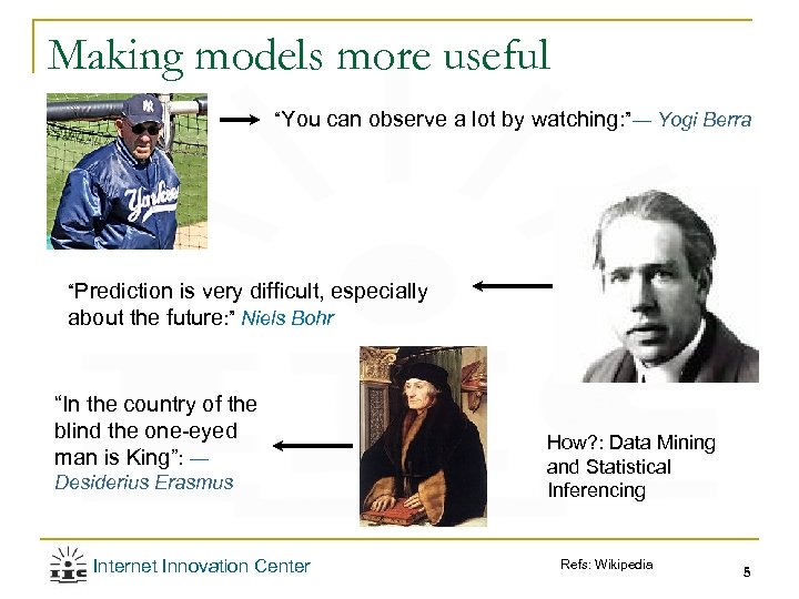 Making models more useful “You can observe a lot by watching: ”― Yogi Berra