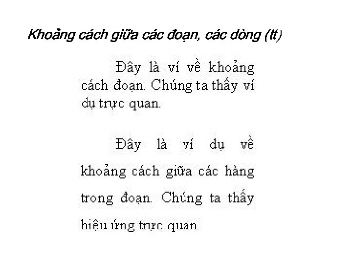 Khoảng cách giữa các đoạn, các dòng (tt) 