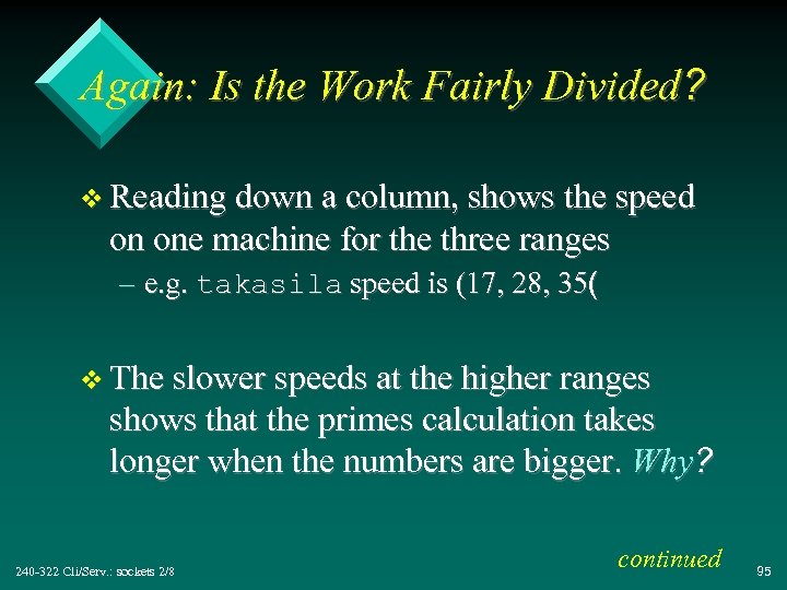 Again: Is the Work Fairly Divided? v Reading down a column, shows the speed