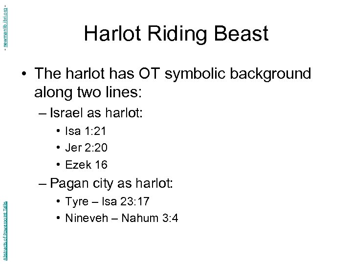 - newmanlib. ibri. org - Harlot Riding Beast • The harlot has OT symbolic