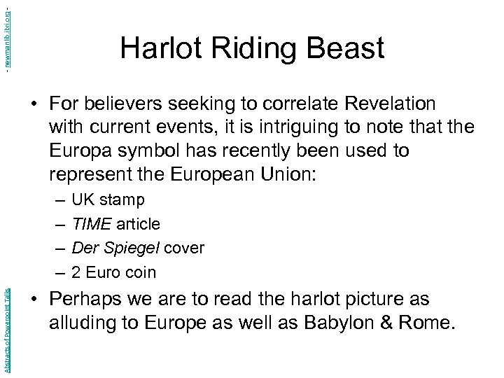 - newmanlib. ibri. org - Harlot Riding Beast • For believers seeking to correlate