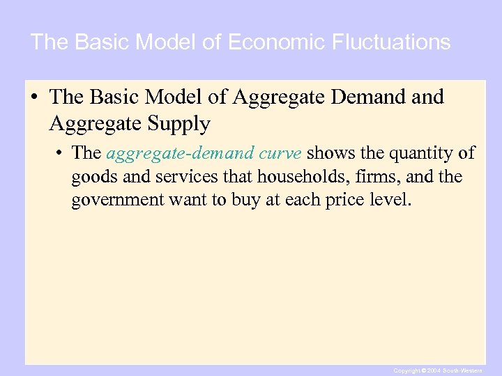 The Basic Model of Economic Fluctuations • The Basic Model of Aggregate Demand Aggregate