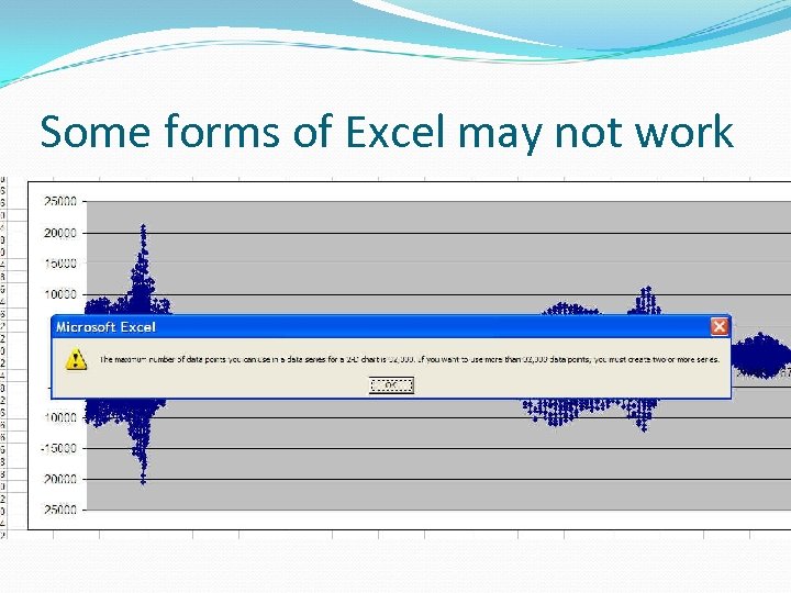 Some forms of Excel may not work 