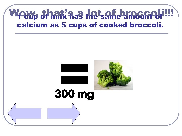 Wow, of milk has the samebroccoli!!! 1 cup that’s a lot of amount of