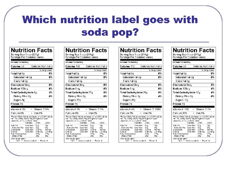 Which nutrition label goes with soda pop? 