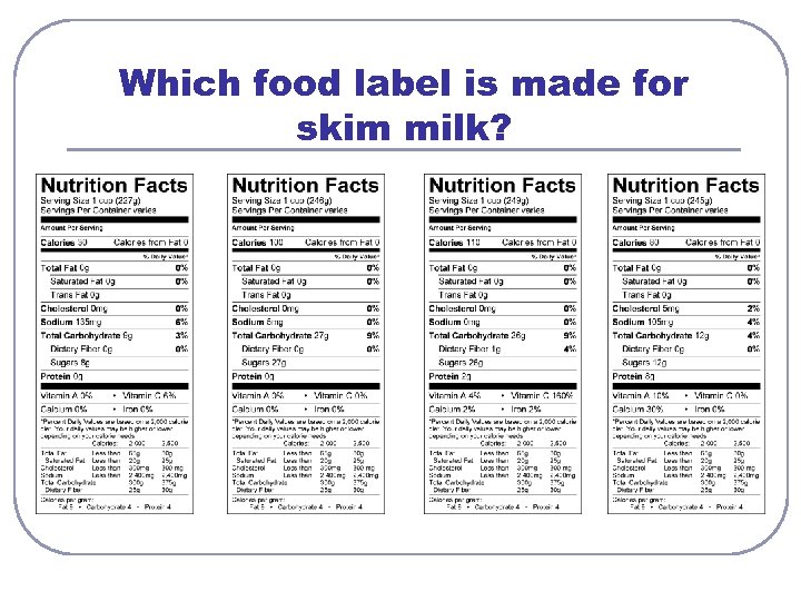 Which food label is made for skim milk? 