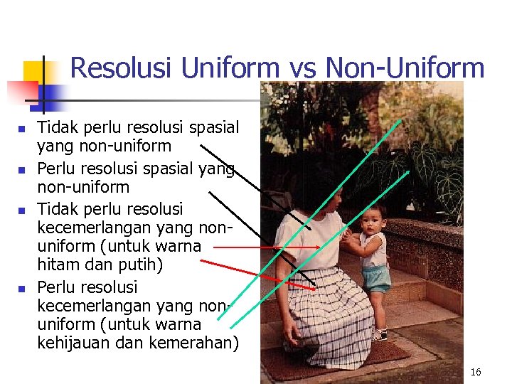 Resolusi Uniform vs Non-Uniform n n Tidak perlu resolusi spasial yang non-uniform Perlu resolusi