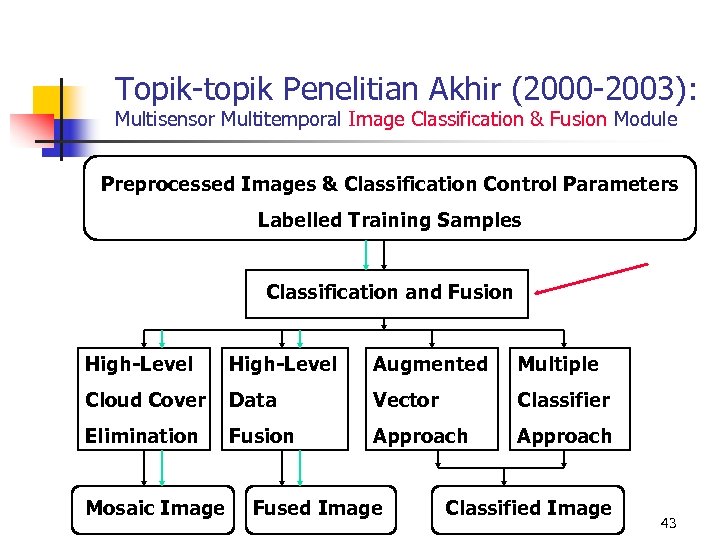 Topik-topik Penelitian Akhir (2000 -2003): Multisensor Multitemporal Image Classification & Fusion Module Preprocessed Images